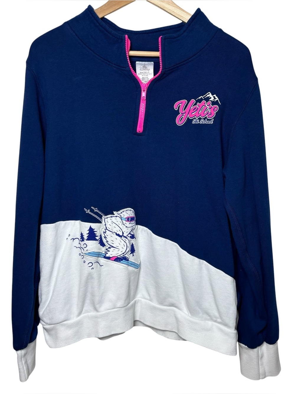 Disney Parks Yeti Ski School Sweater Women Large 1/4 Zip Expedition Everest Pink